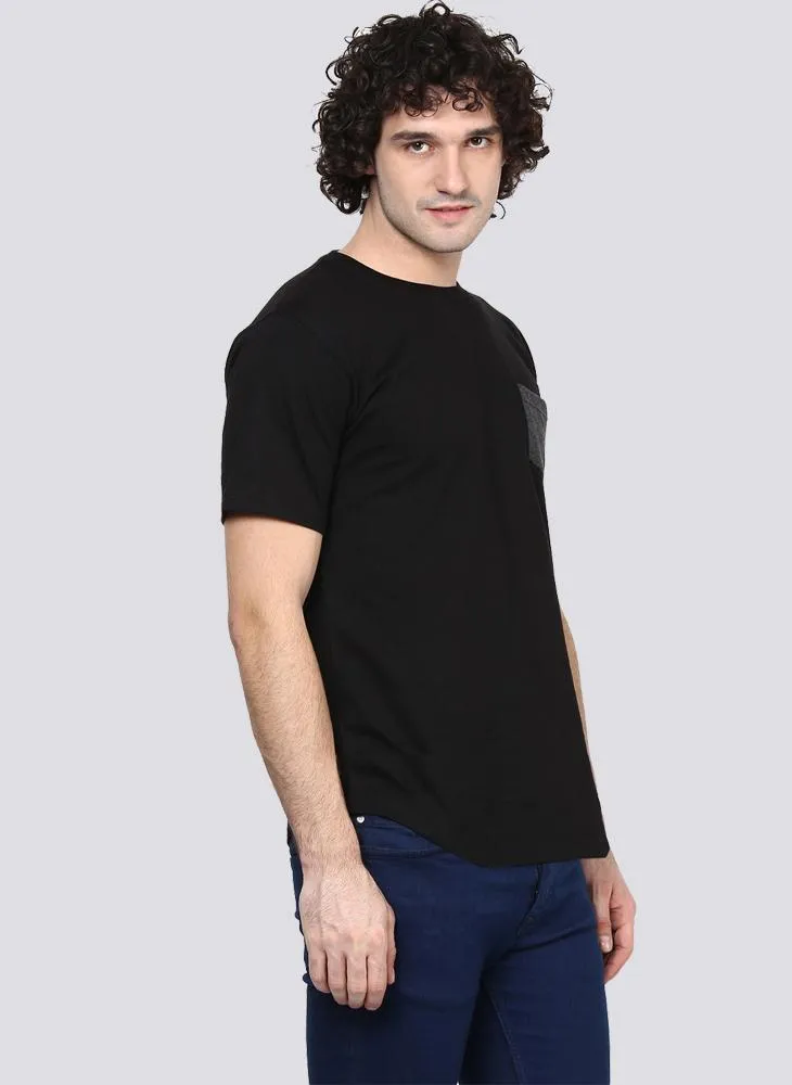 Basic Black T-Shirt with Contrast Pocket