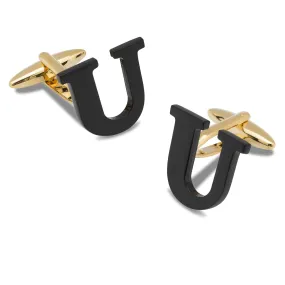 Black And Gold Letter U Cufflinks