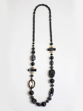 Black Chain Link Multi Bead Necklace