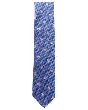 Blue and Navy Micro Knit with Brown Paisley Silk Tie