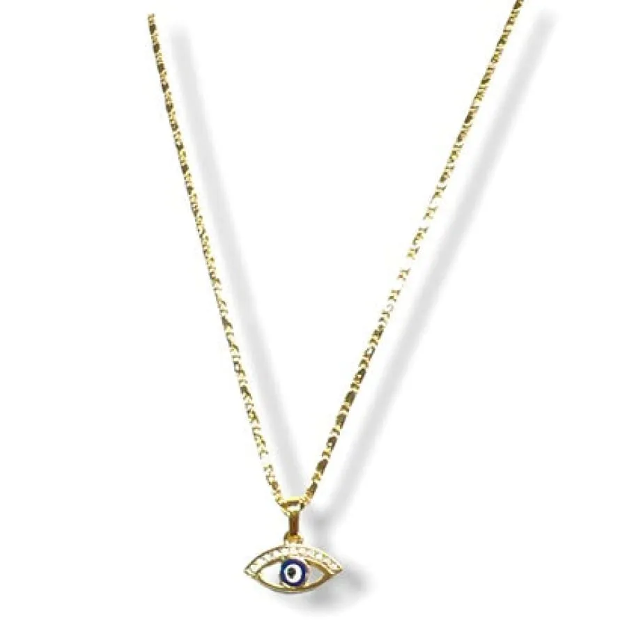 Blue evil eye shape necklace in 18k of gold plated