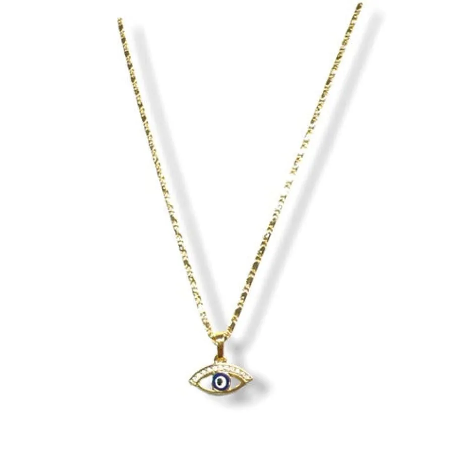 Blue evil eye shape necklace in 18k of gold plated