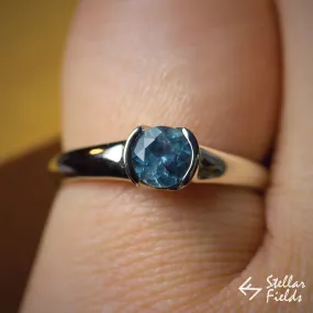 Blue Montana Sapphire Semi Bezel Engagement Ring