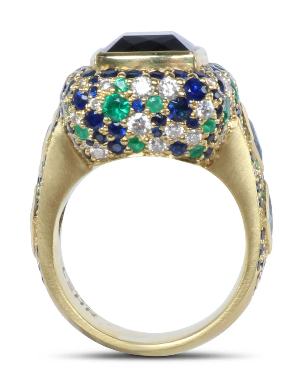 Blue Sapphire and Emerald Cocktail Ring