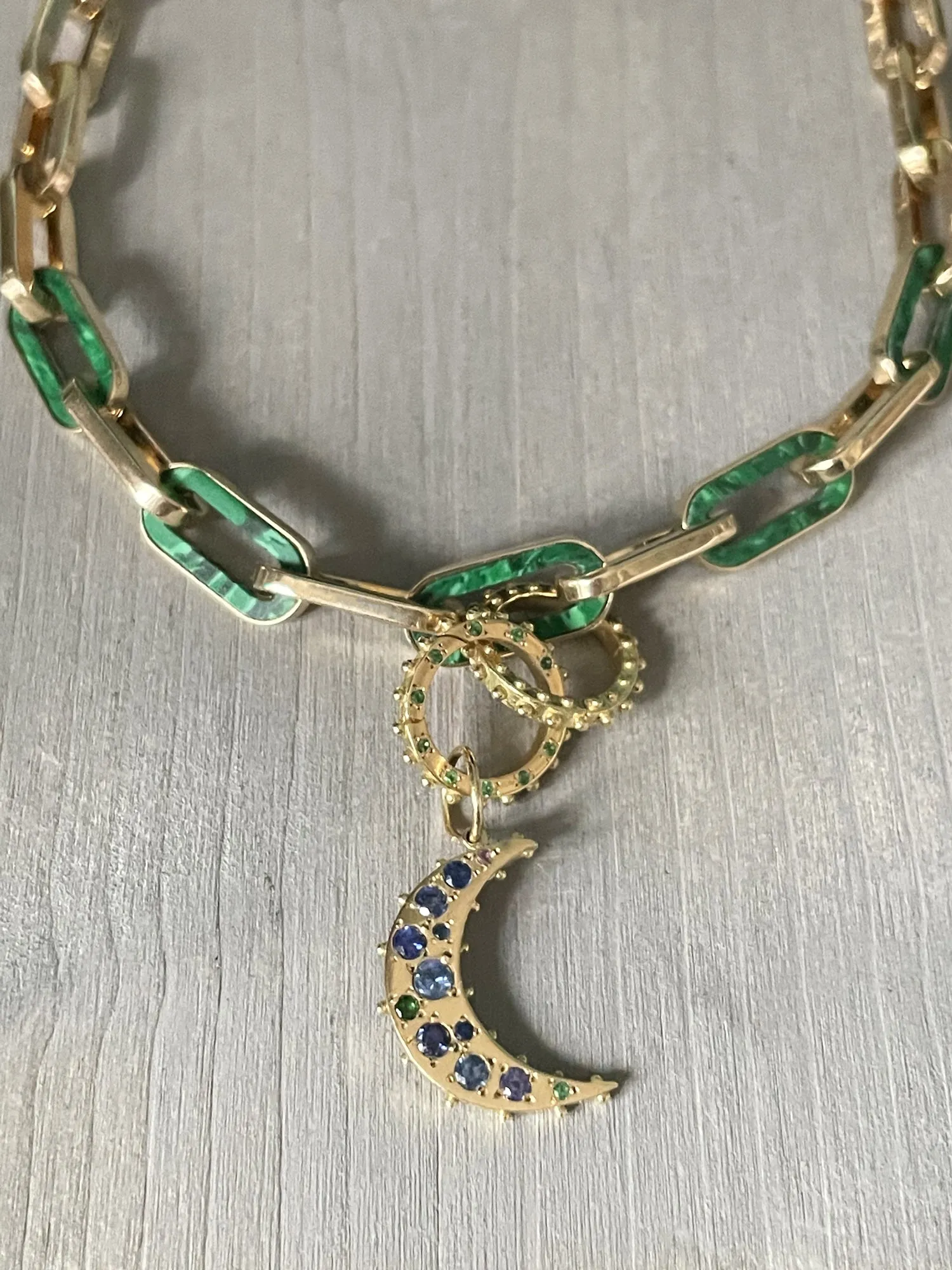 BOHEME BLUE SAPPHIRES CRESCENT MOON CHARM