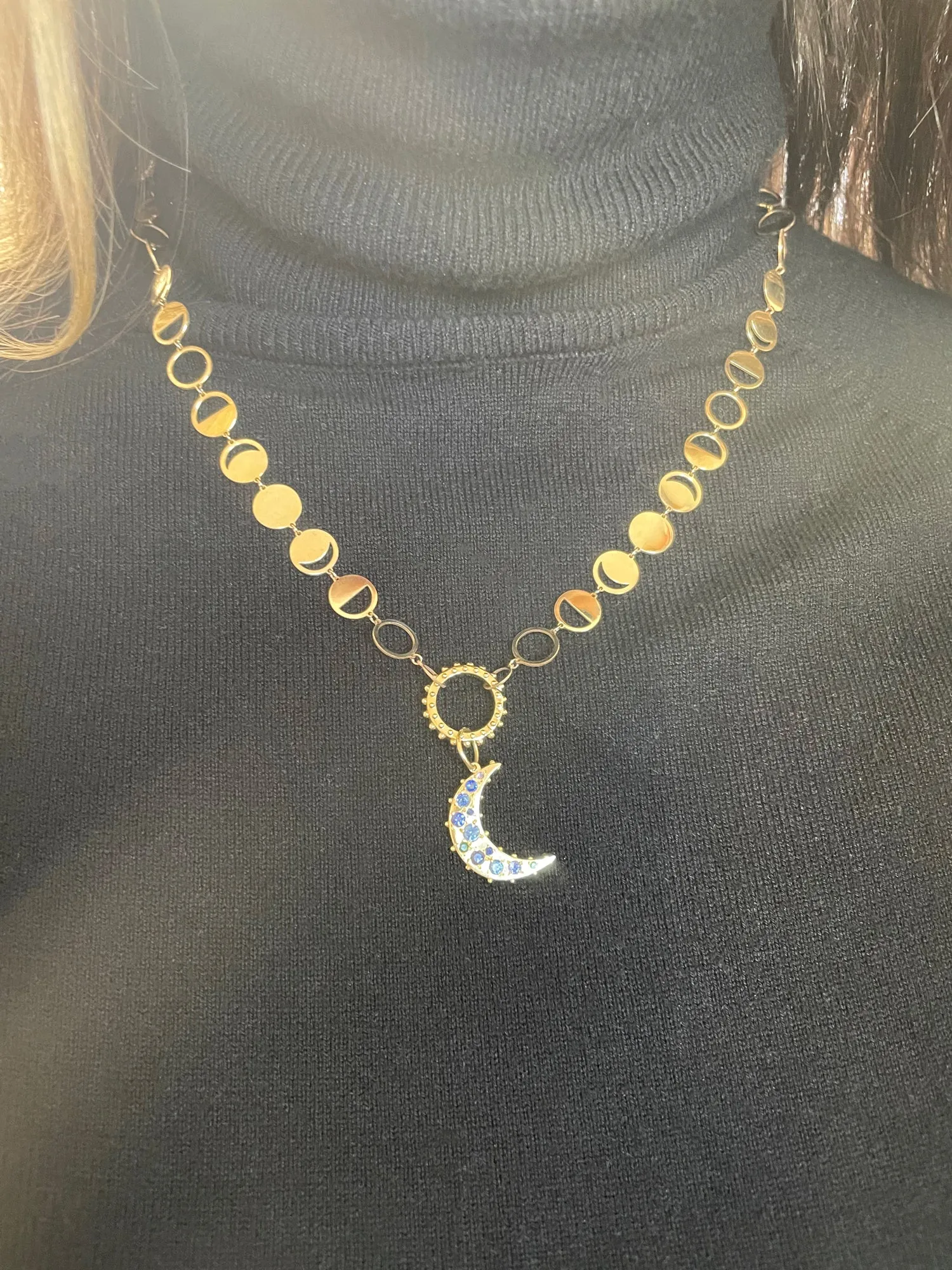 BOHEME BLUE SAPPHIRES CRESCENT MOON CHARM