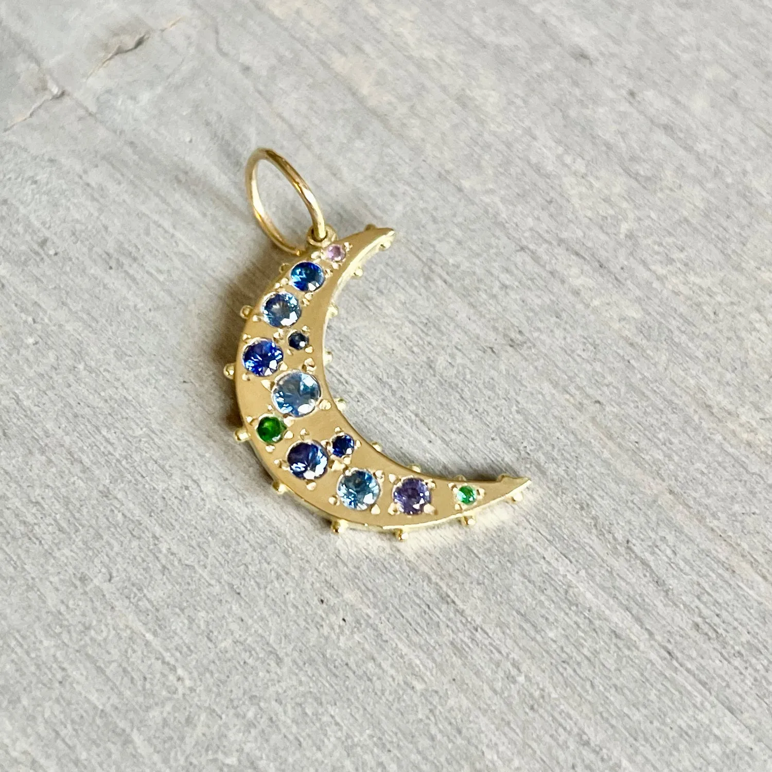 BOHEME BLUE SAPPHIRES CRESCENT MOON CHARM