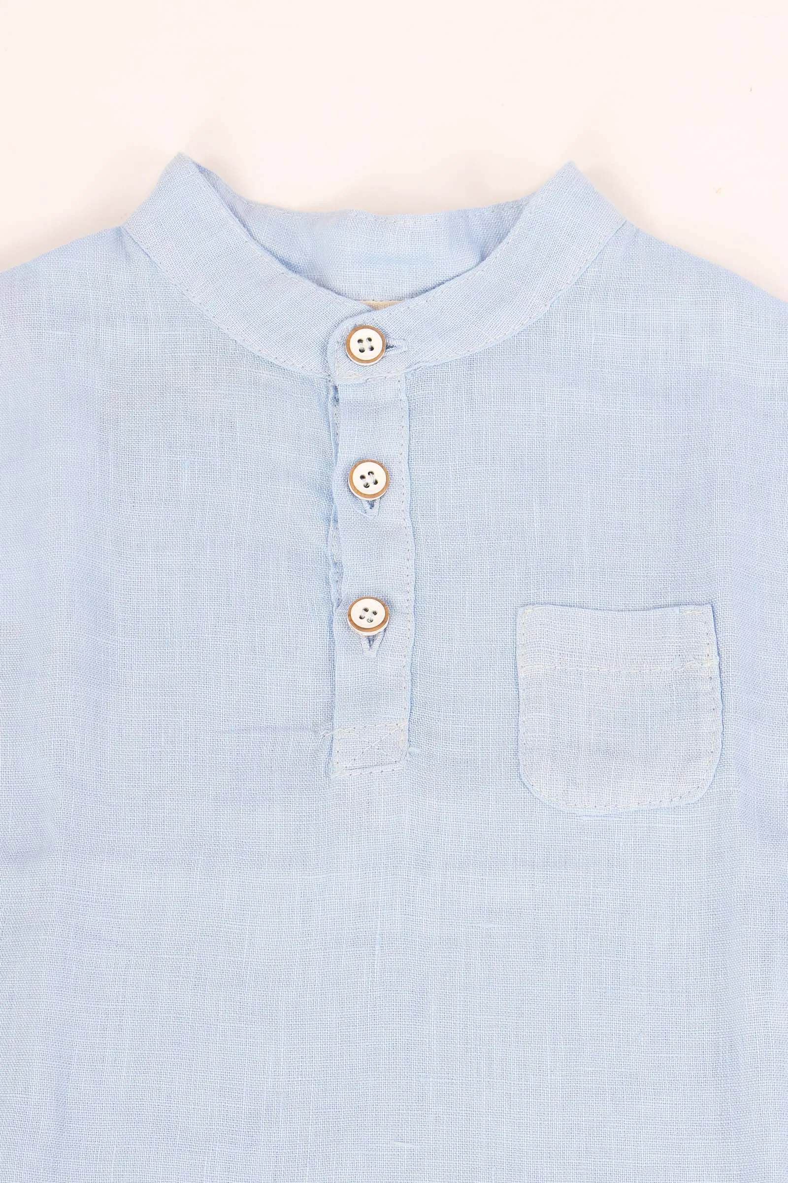 Camicia Serafino Lino Placid Blue