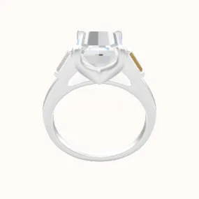 Cathedral Band with Baguette Sidestones Engagement Ring With Four Prong Head