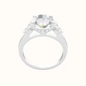 Cathedral Band with Marquise & Round Diamond Sidestones Engagement Ring With Front set gallery Head