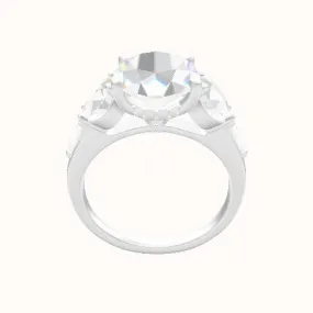 Cathedral Band with Round & Tapered Baguette Sidestones Engagement Ring With Front set gallery Head