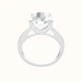 Cathedral Engagement Ring With Double Pave V Prong Head