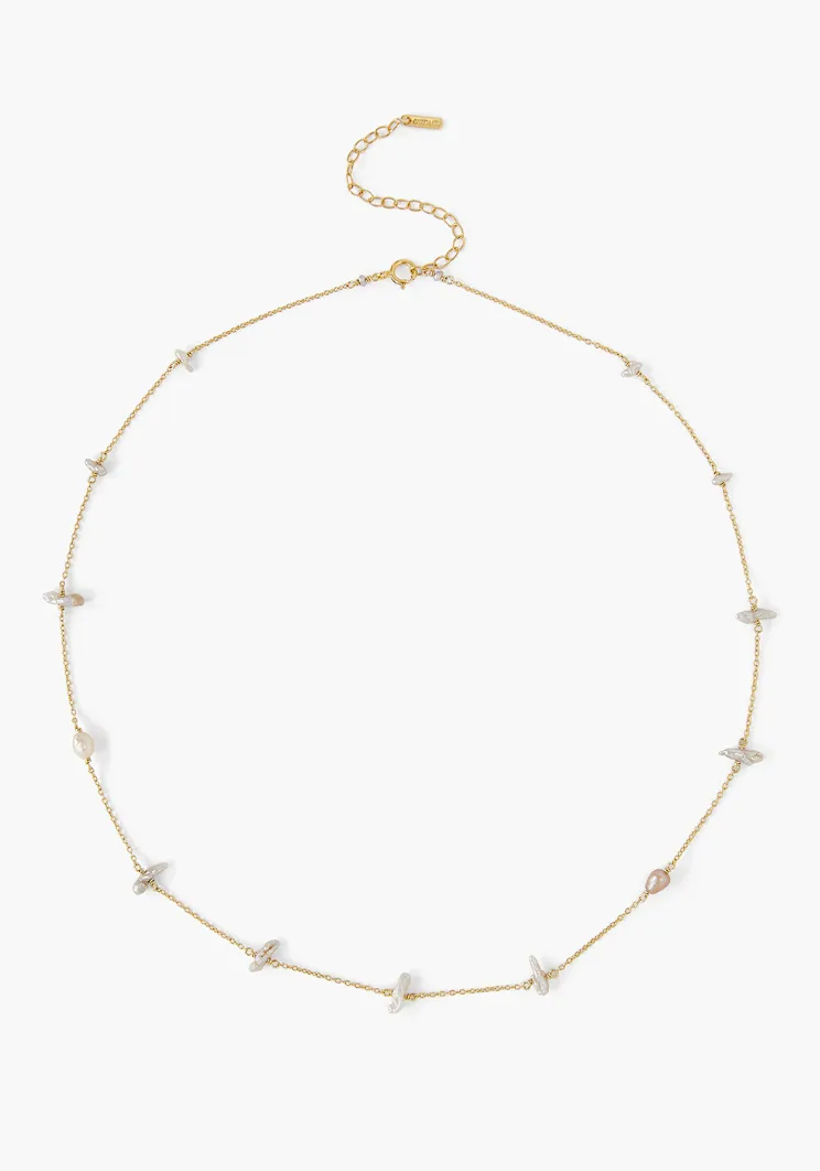 CHAN LUU GREY 18K PEARL MIX NECKLACE