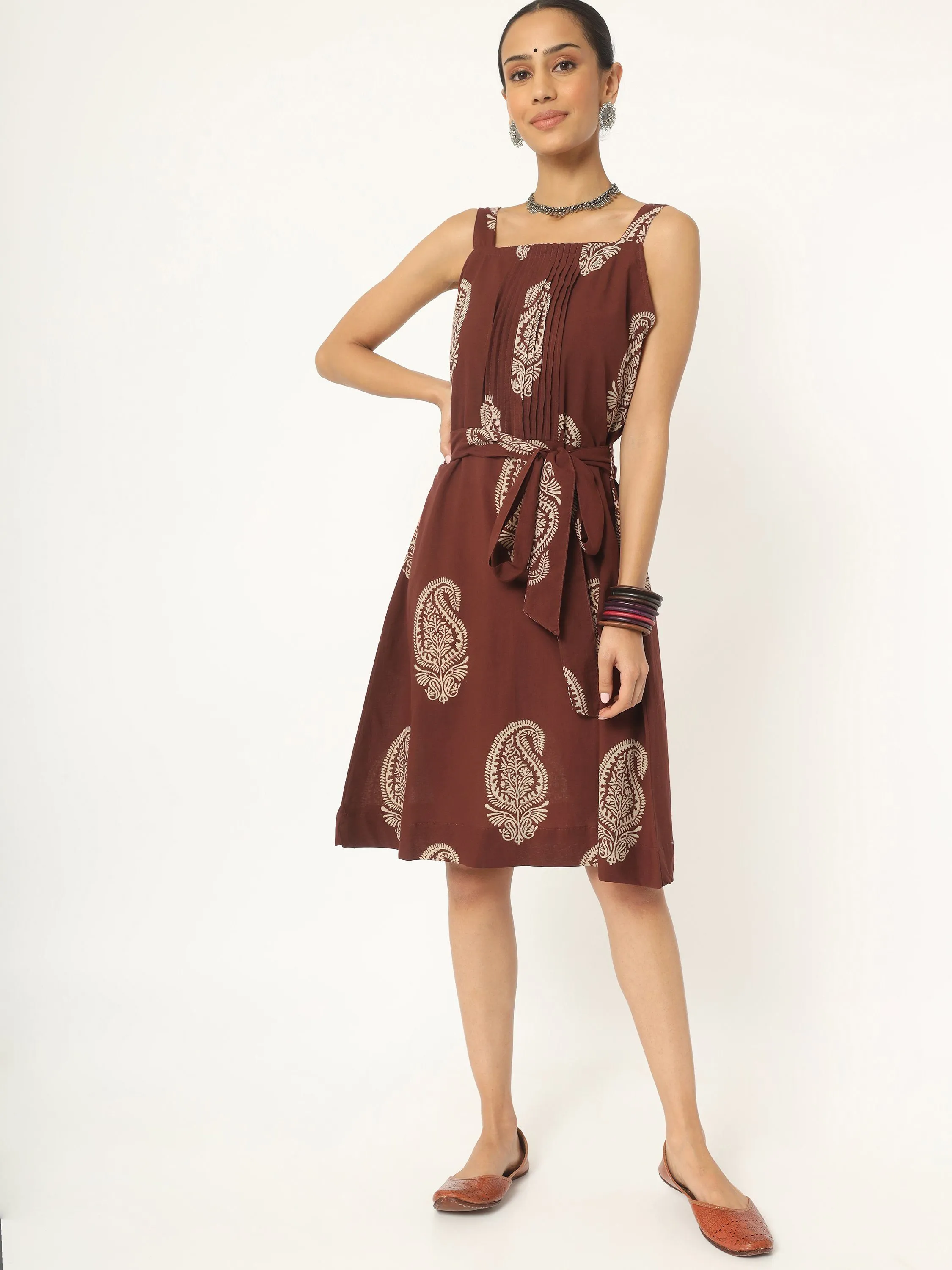 Cinnamon Brown pintex Dress