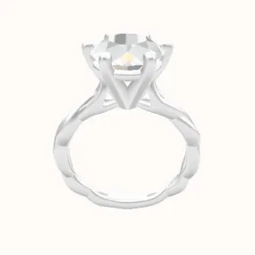 Cobra solitaire Twist Engagement Ring With High Set Six Prong Head