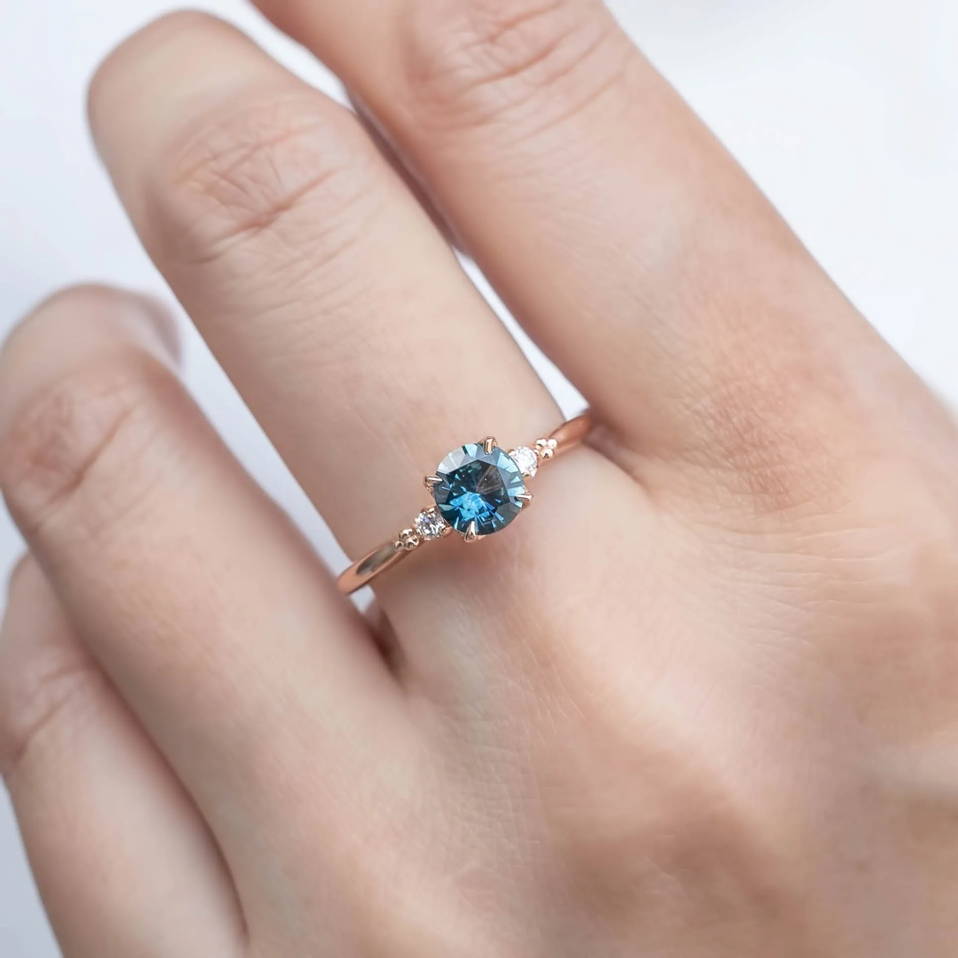 Estel Ring - 0.78ct Blue Montana Sapphire, 14k Rose Gold (One of a kind)