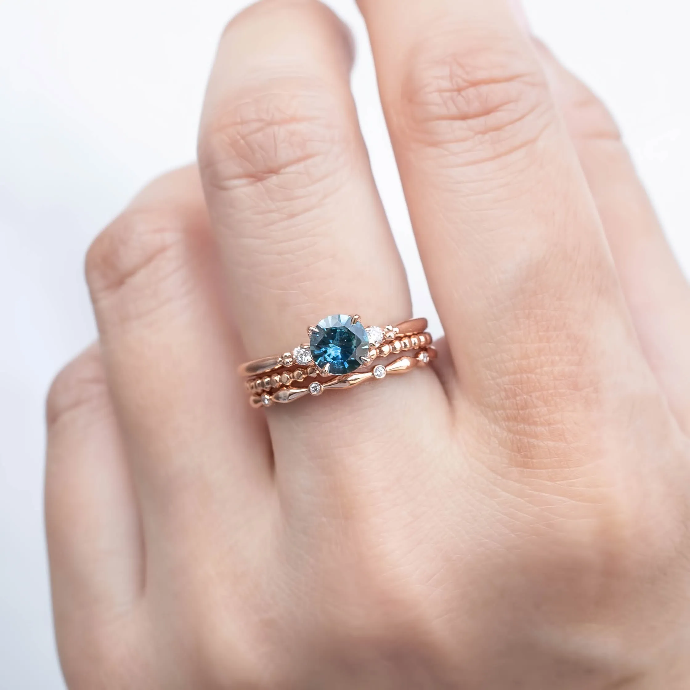 Estel Ring - 0.78ct Blue Montana Sapphire, 14k Rose Gold (One of a kind)