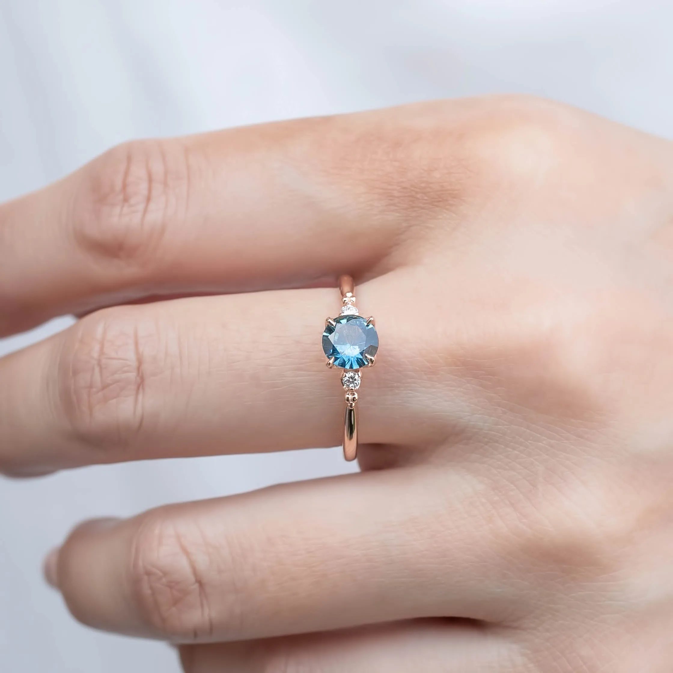 Estel Ring - 0.78ct Blue Montana Sapphire, 14k Rose Gold (One of a kind)