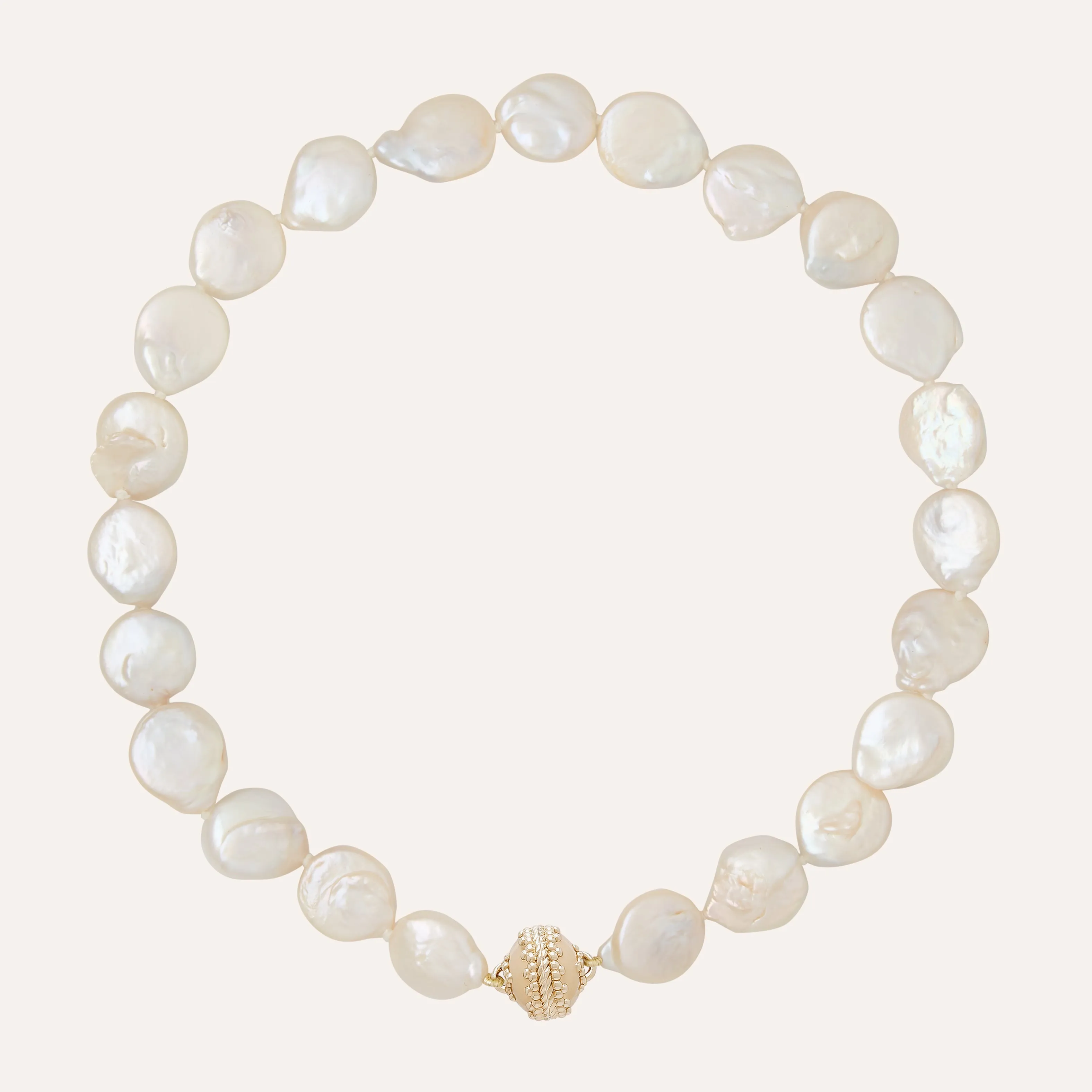 Freshwater White Coin Pearl 14-15mm Necklace