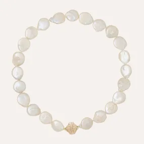 Freshwater White Coin Pearl 14-15mm Necklace