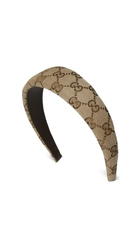 GG Canvas Hairband - Brown