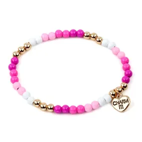 Gold and Pink Stretch Bead Bracelet