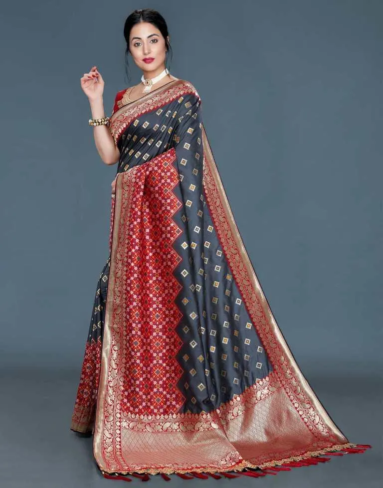 Grey Banarasi Silk saree