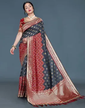 Grey Banarasi Silk saree