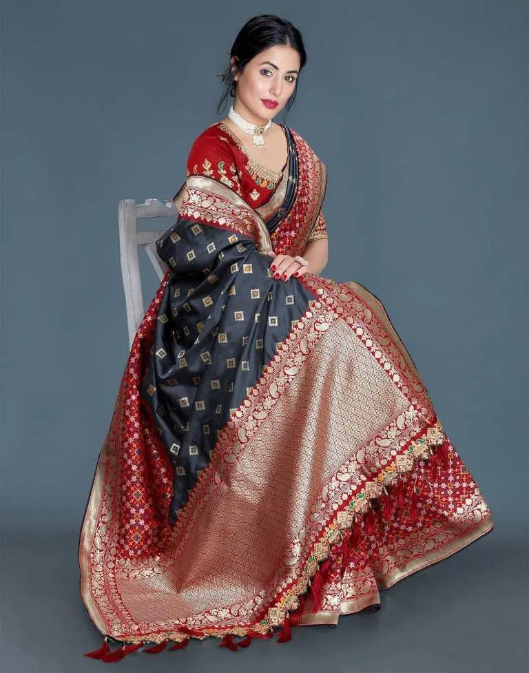 Grey Banarasi Silk saree