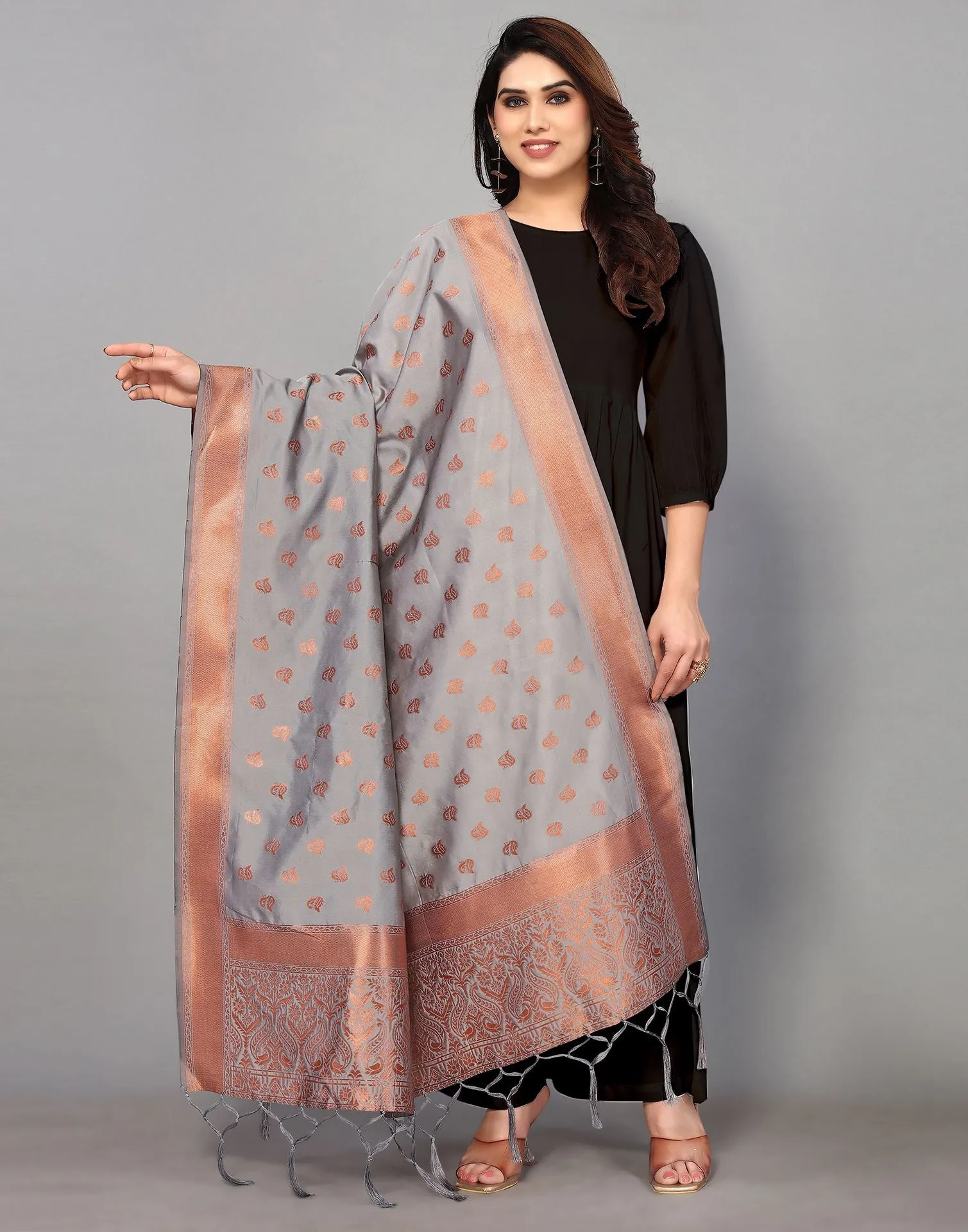 Grey Silk Dupatta