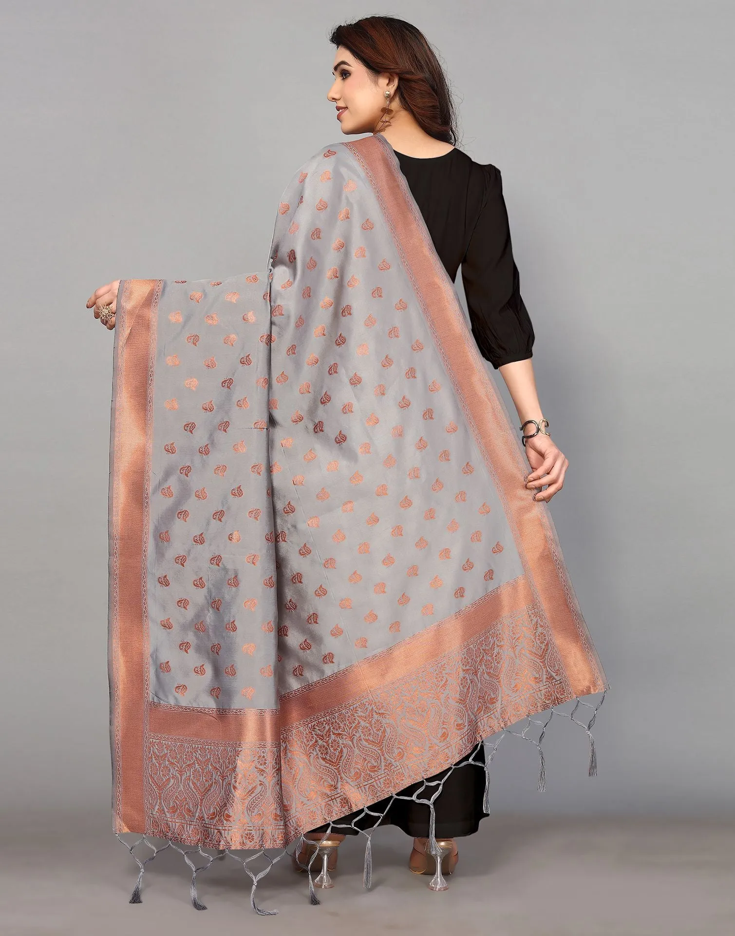 Grey Silk Dupatta