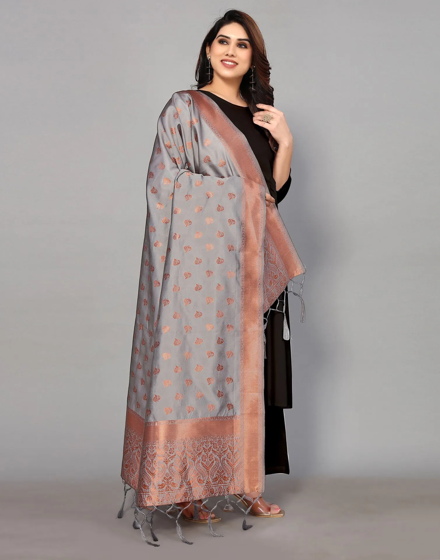 Grey Silk Dupatta