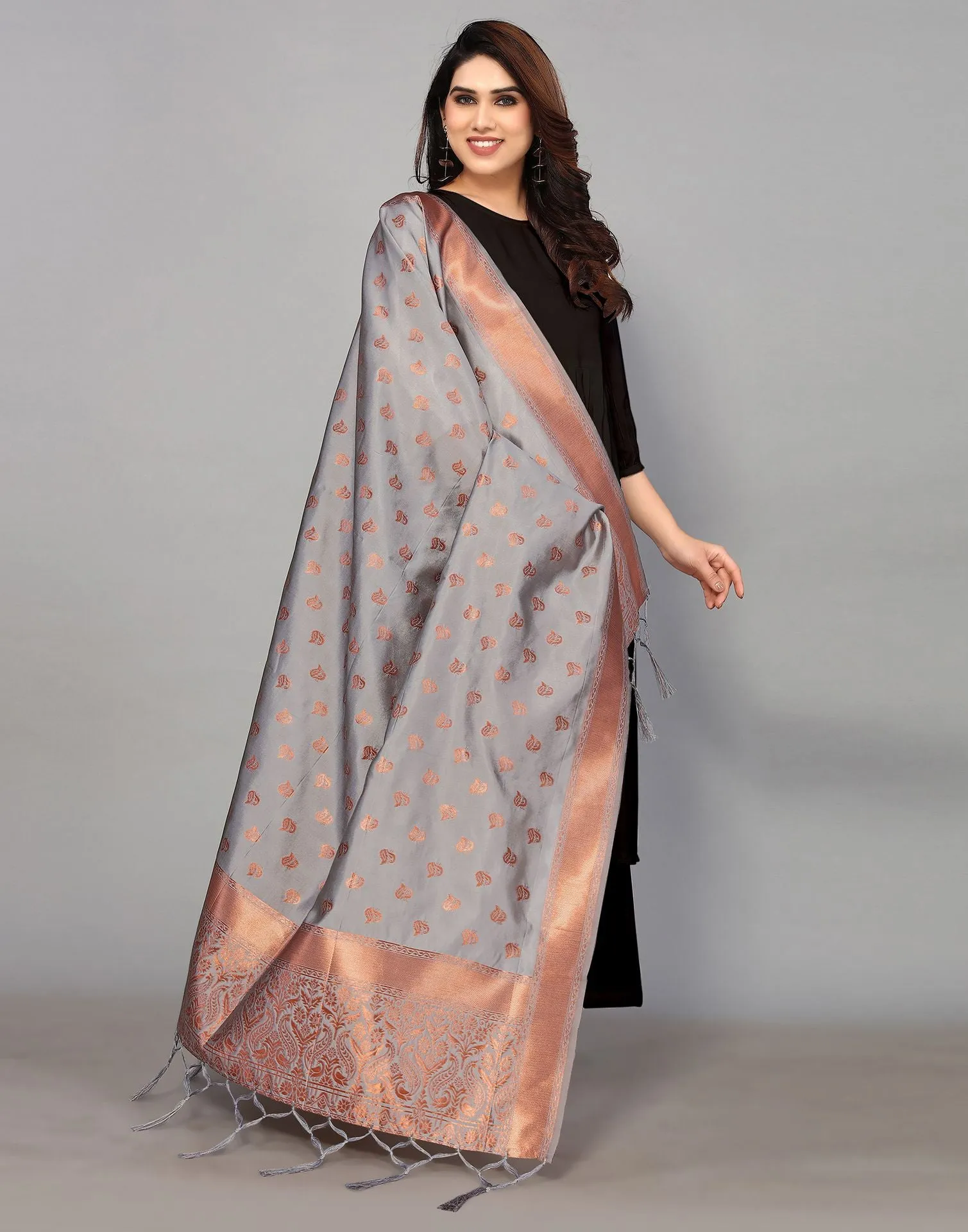 Grey Silk Dupatta