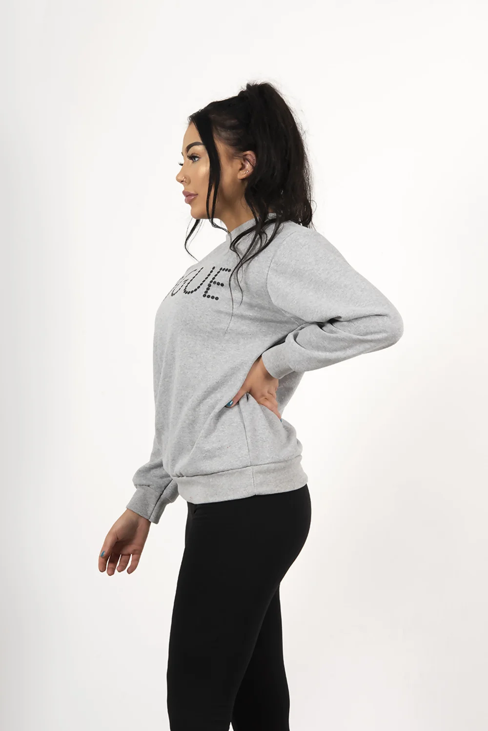 Grey Vogue Slogan Jumper