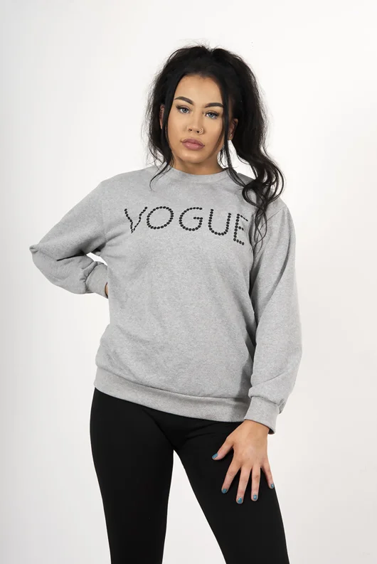 Grey Vogue Slogan Jumper