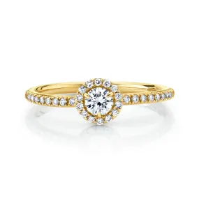 Halo Solitaire Band - White Diamond / 14k Yellow Gold