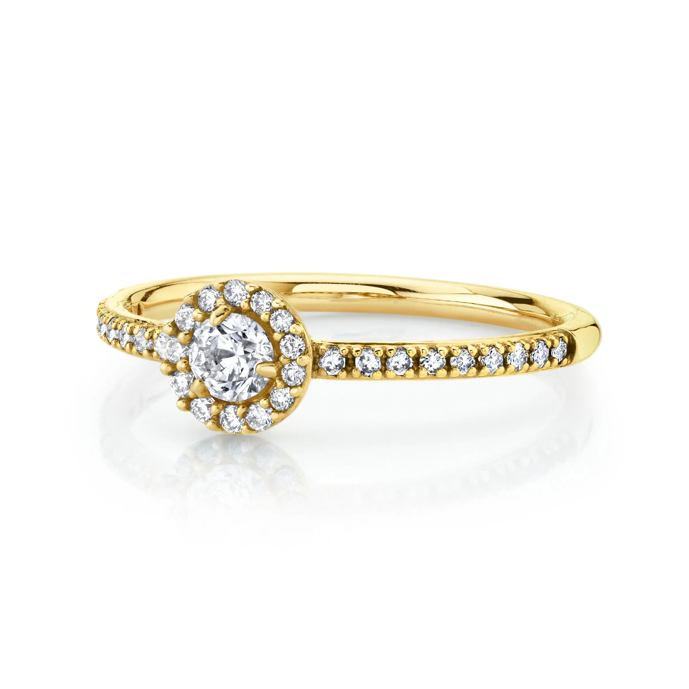 Halo Solitaire Band - White Diamond / 14k Yellow Gold