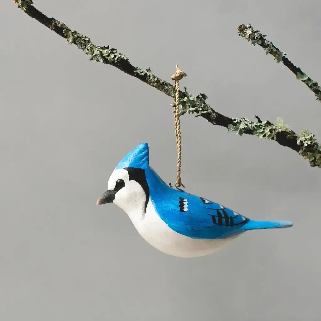 Hanging Blue Jay in Wood