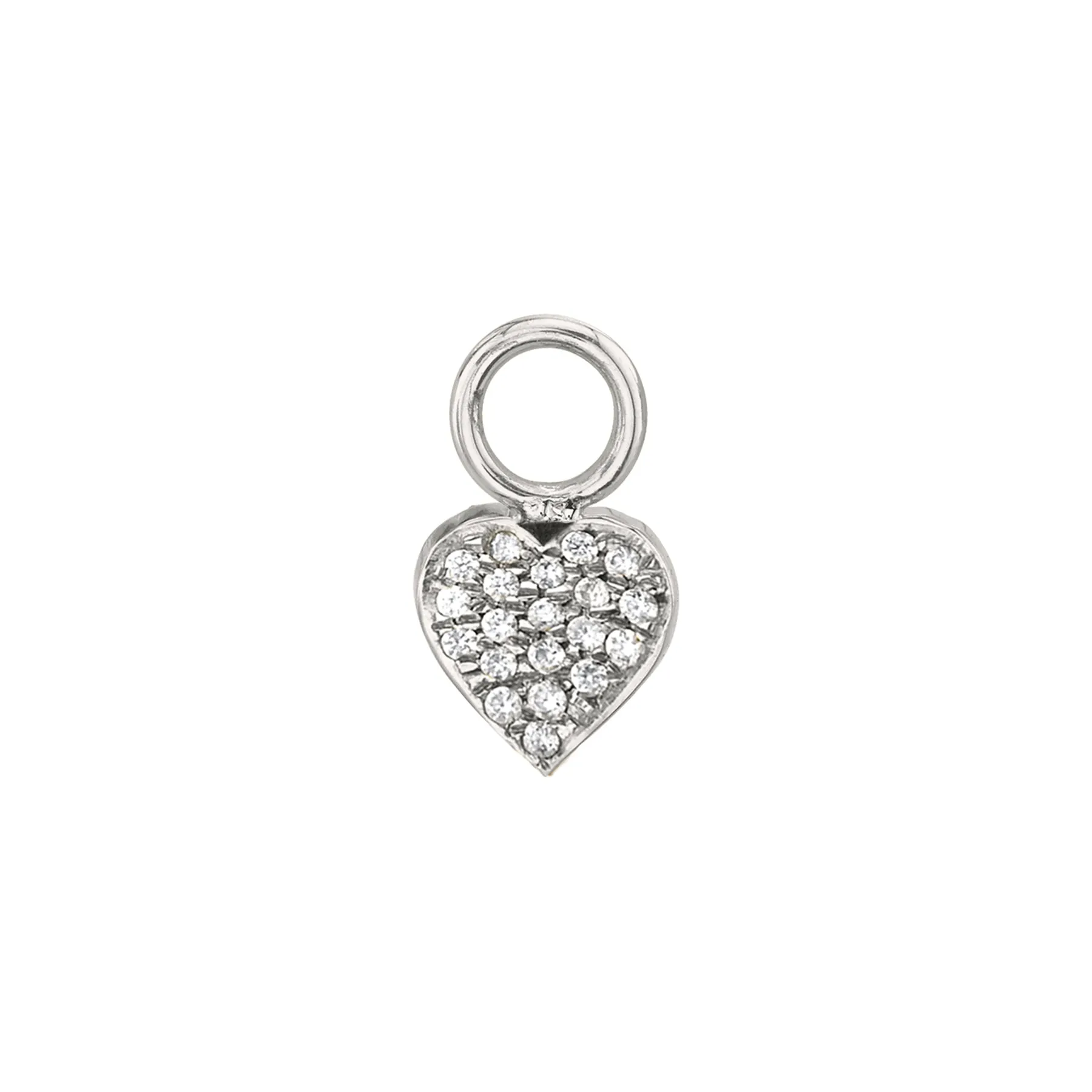 Heart Hoop Earring Charm - White Diamond / 14k White Gold