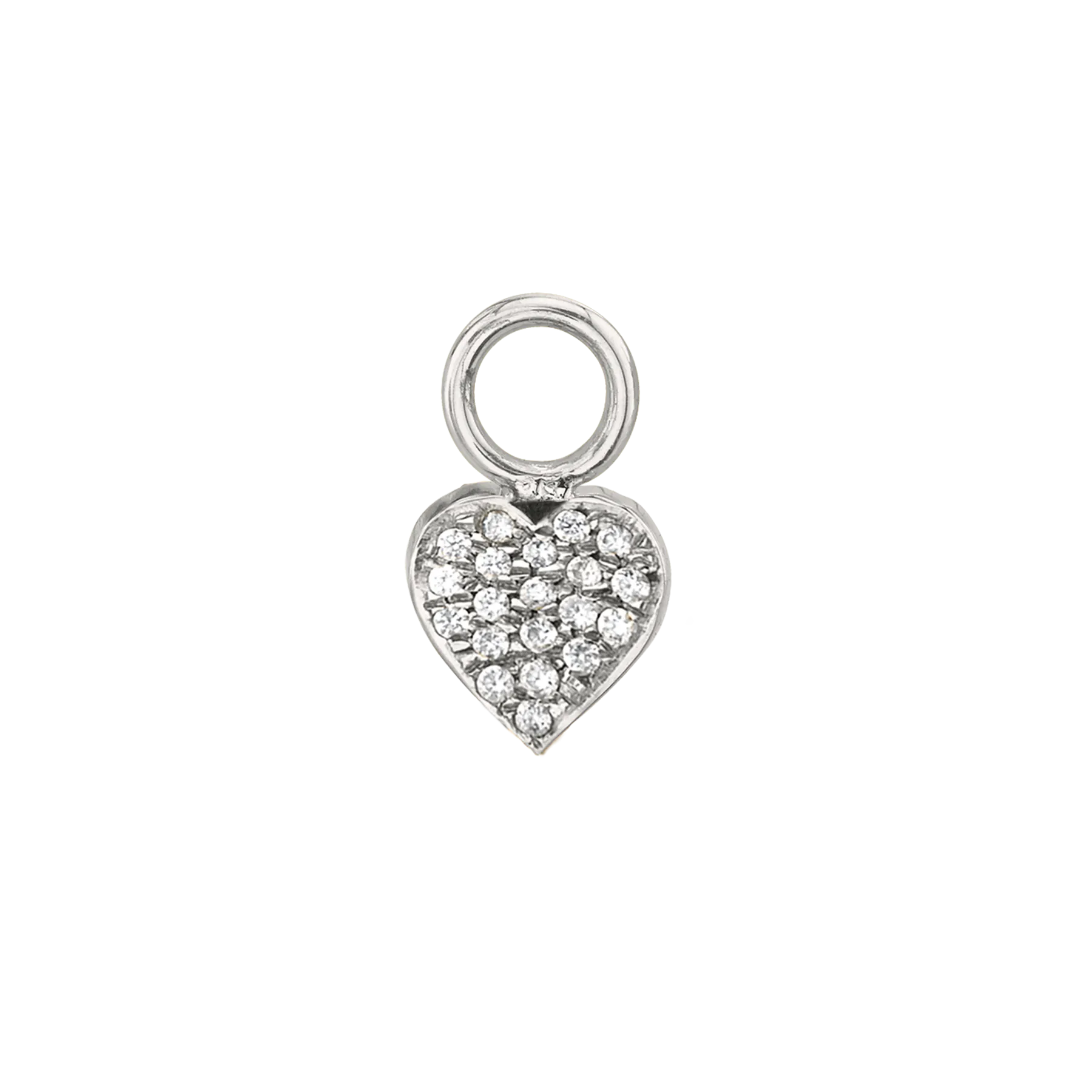 Heart Hoop Earring Charm - White Diamond / 14k White Gold