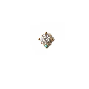 Hint of Aqua Blue Crystal Stud | 14K Gold