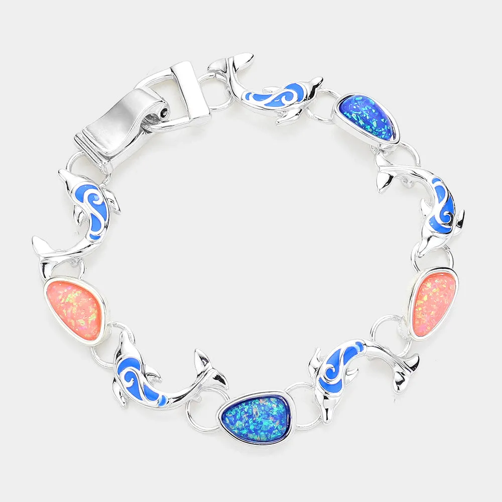 iLLASPARKZ Enamel Dolphin Link Magnetic Bracelet