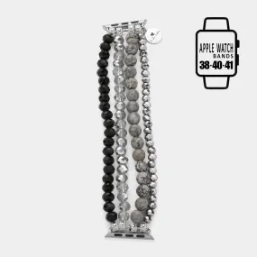 iLLASPARKZ Faceted Beads Natural Stone Beaded Multi Layered Apple Watch Band