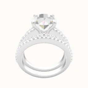 Illusion Set Shank Engagement Ring With X Gallery Head and Matching Band