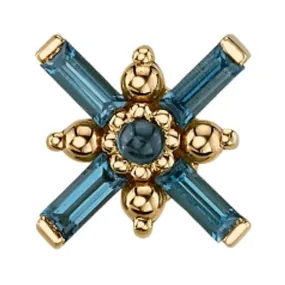 Kaneda Threaded End in Gold with London Blue Topaz & Gold Beads