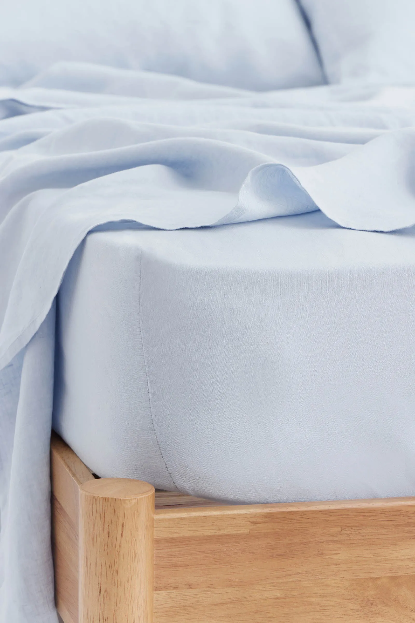 Linen Fitted Sheet Blue Haze