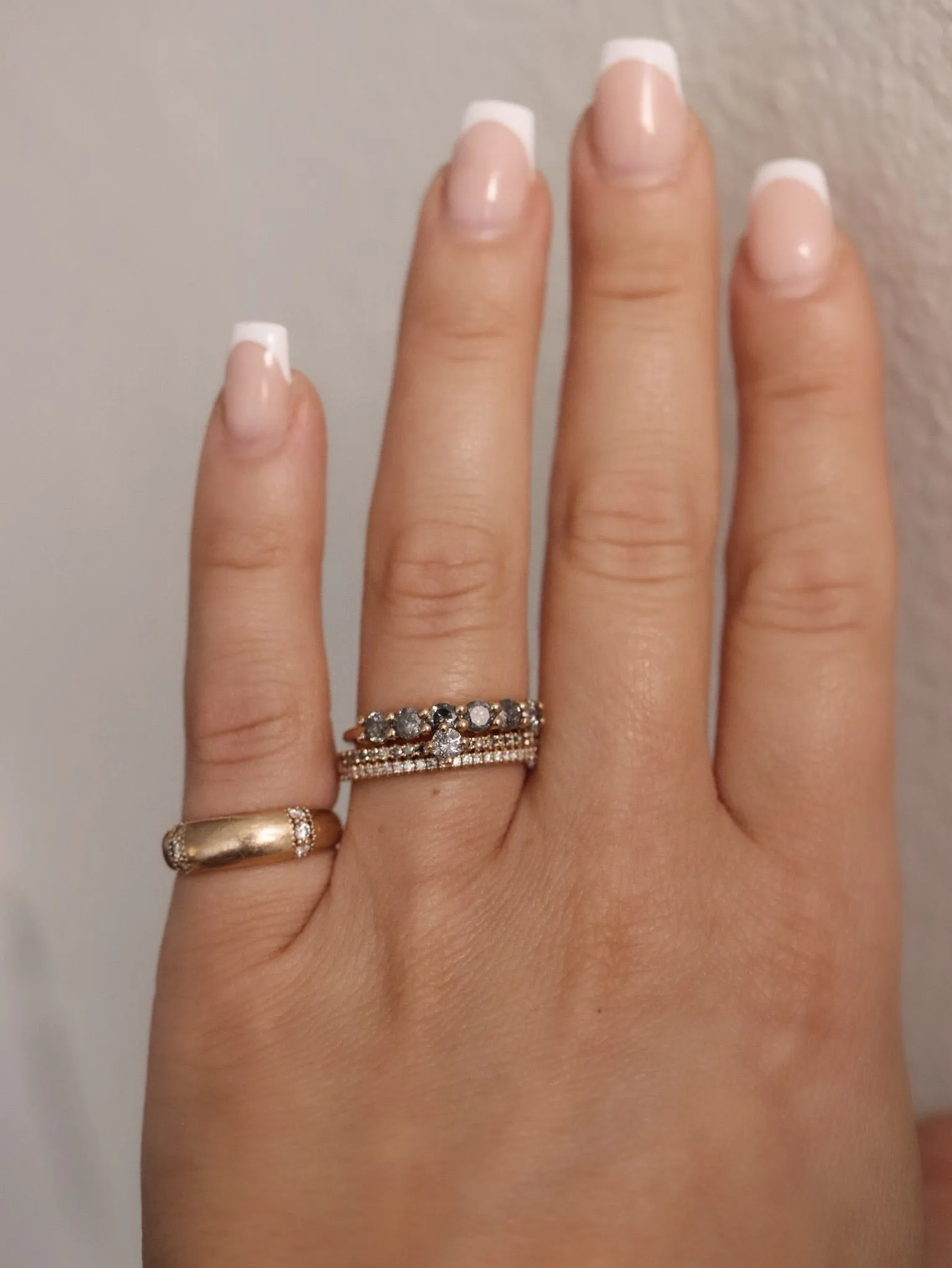 Mini Angel Ring with Grey Salt and Pepper Diamonds