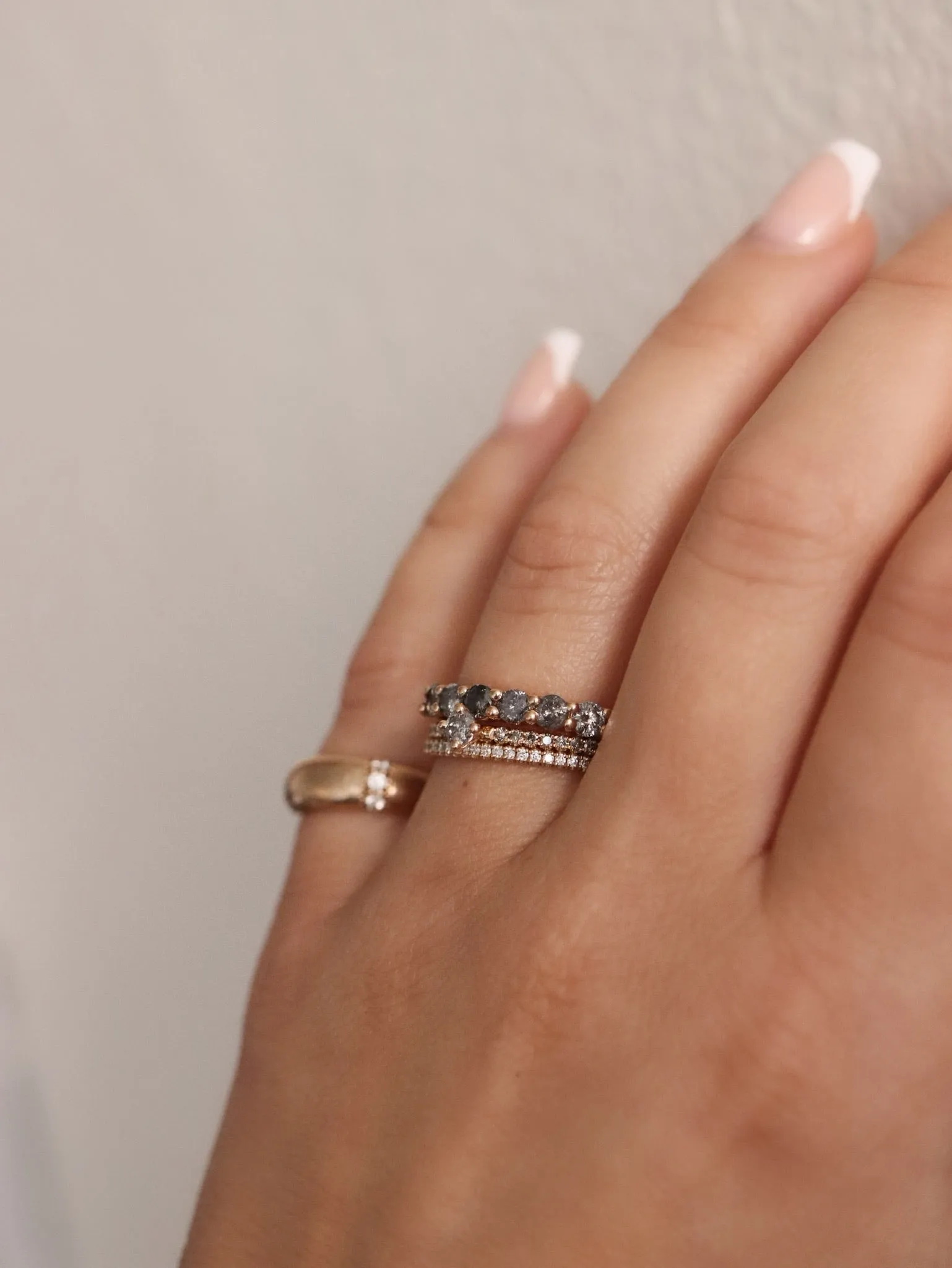 Mini Angel Ring with Grey Salt and Pepper Diamonds