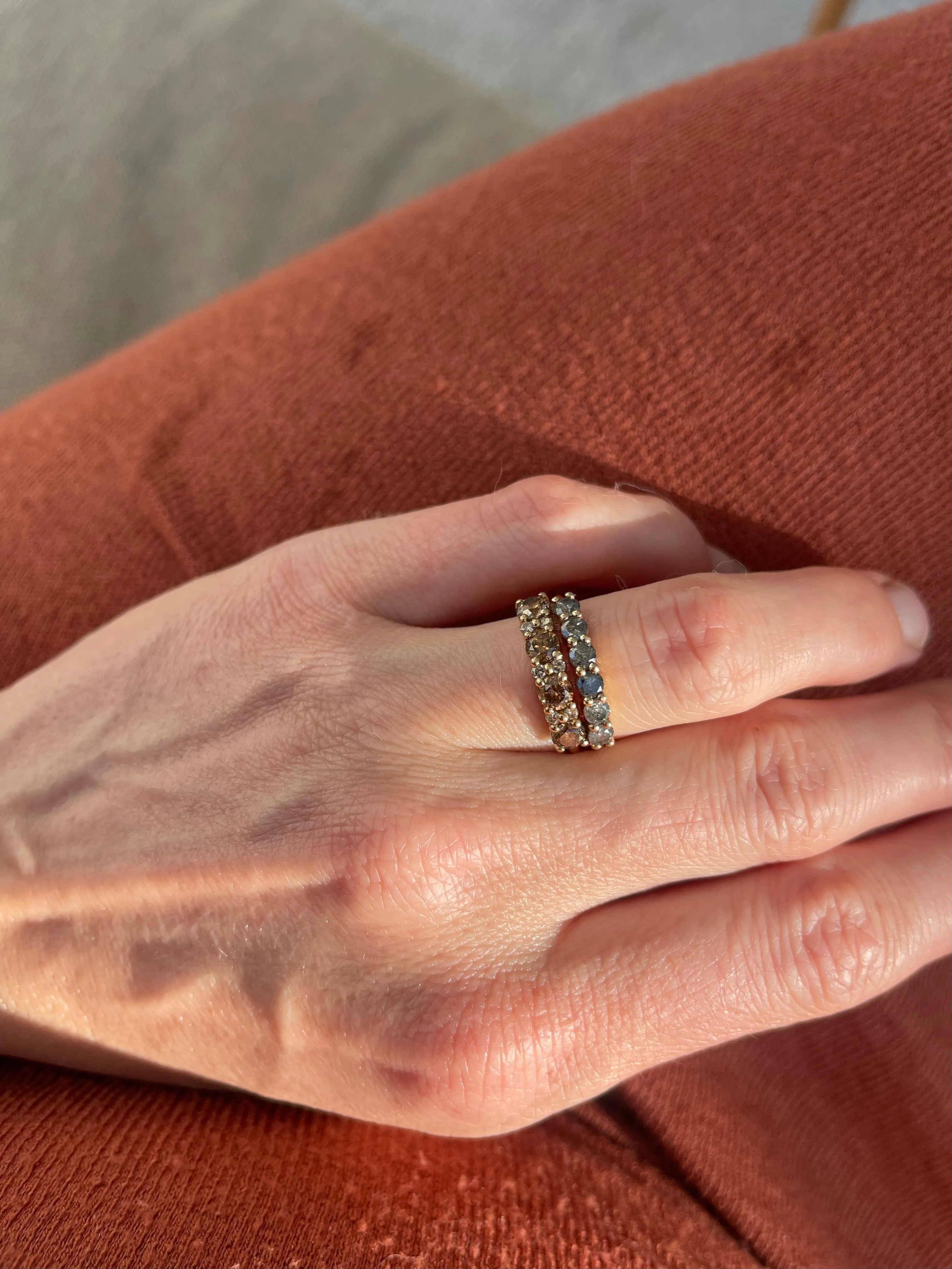 Mini Angel Ring with Grey Salt and Pepper Diamonds