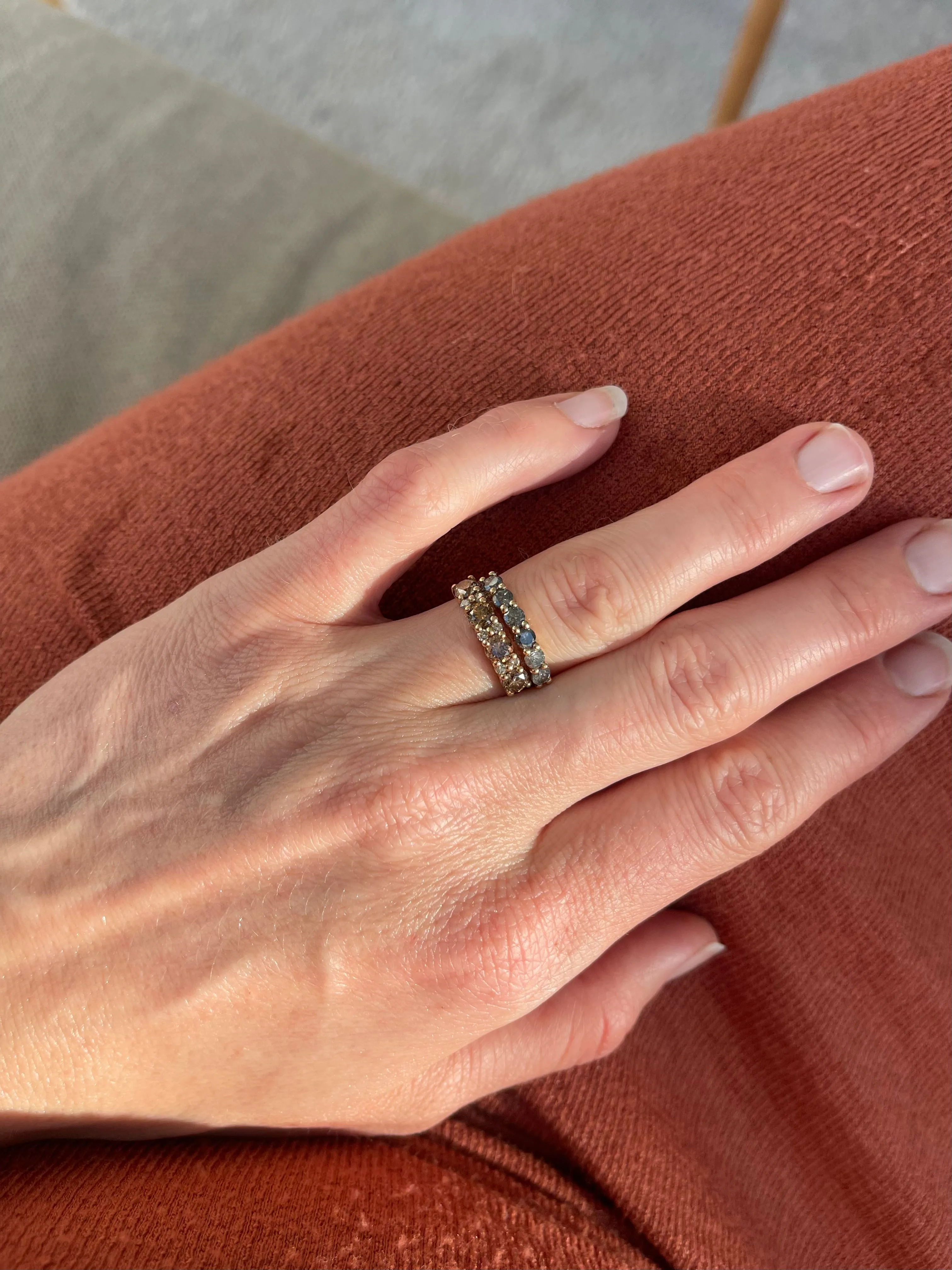 Mini Angel Ring with Grey Salt and Pepper Diamonds